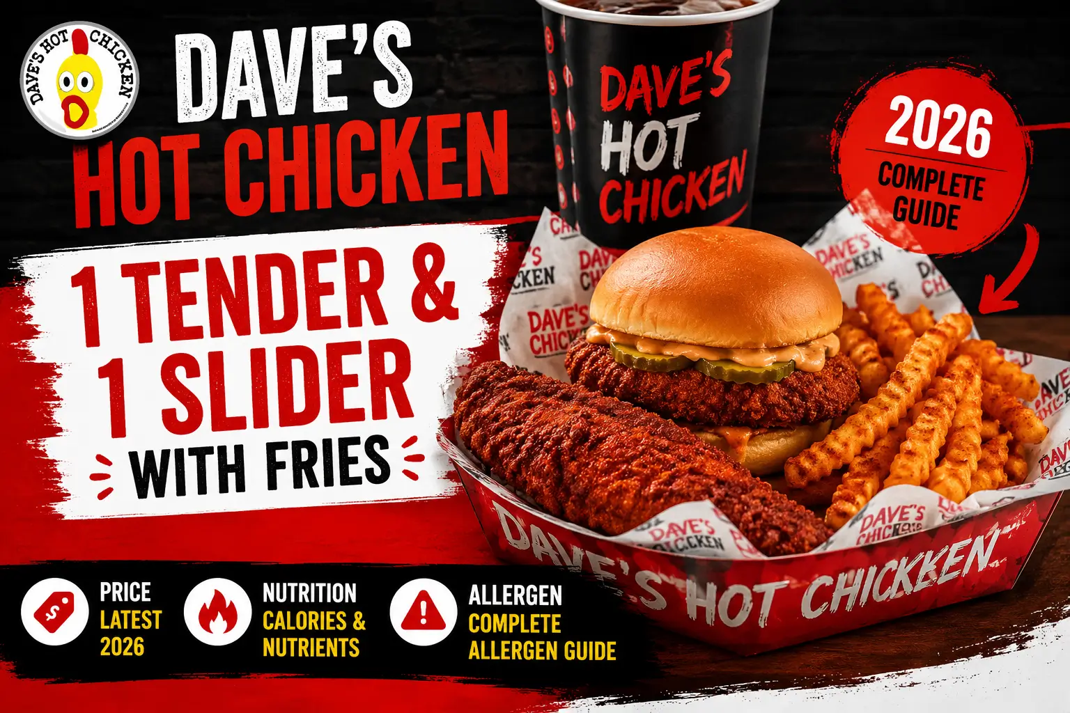 Dave's Hot Chicken 1 Tender & 1 Slider with Fries Price, Nutrition & Allergen Guide (2026)