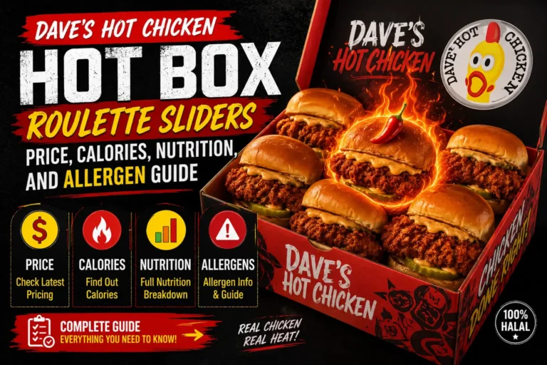 Dave’s Hot Chicken Hot Box – Roulette Sliders Price, Calories, Nutrition, and Allergen Guide 4 Dave’s Hot Chicken Hot Box –