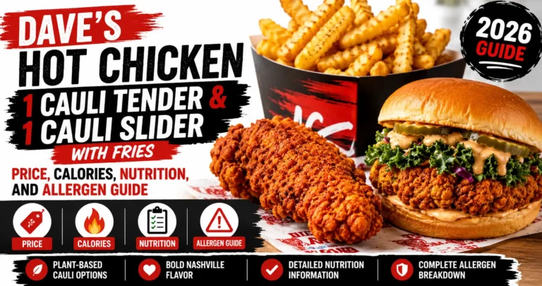 Dave’s Hot Chicken 1 Cauli Tender & 1 Cauli Slider with Fries Price, Calories, Nutrition, and Allergen Guide 7 Dave’s Hot Chicken 1 Cauli