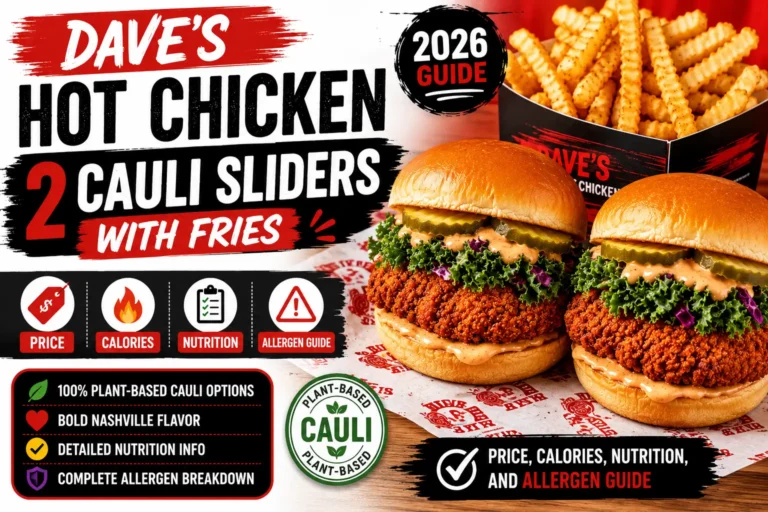 Dave’s Hot Chicken 2 Cauli Sliders with Fries Price, Calories, Nutrition and Allergen Guide 6 Dave’s Hot Chicken 2