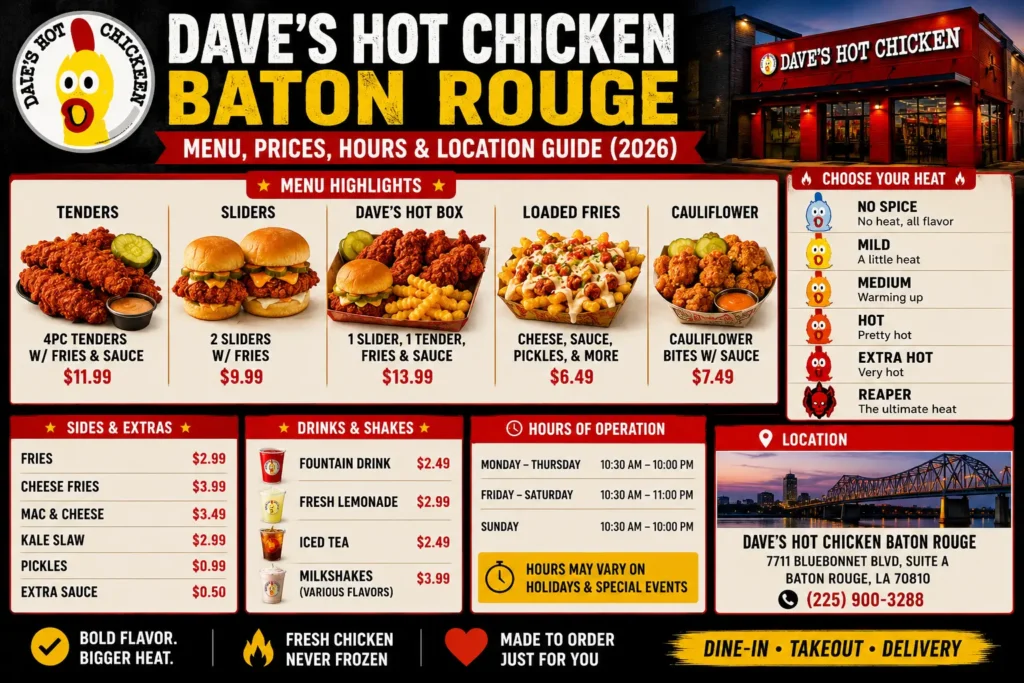 Dave’s Hot Chicken Baton Rouge menu 