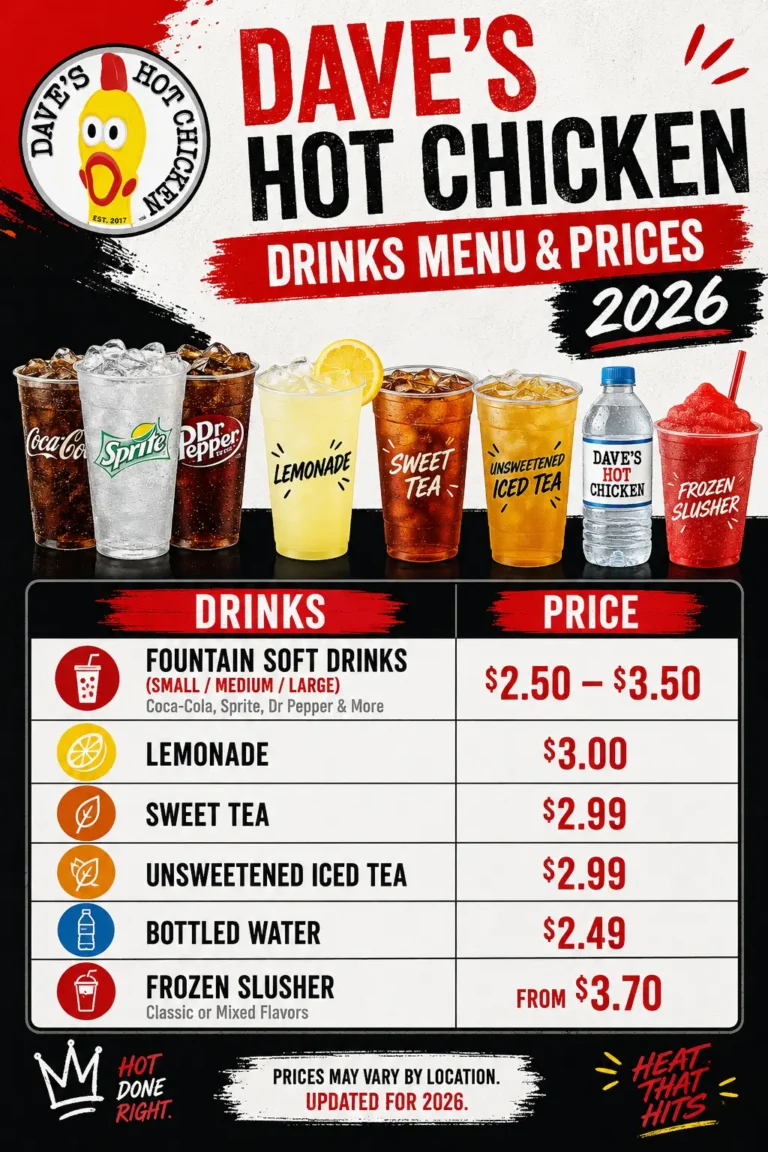 Dave’s Hot Chicken Drinks Menu & Prices 2026