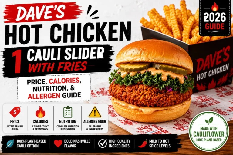 Dave’s Hot Chicken 1 Cauli Slider with Fries Price, Calories, Nutrition, & Allergen Guide 5 Dave’s Hot Chicken 1